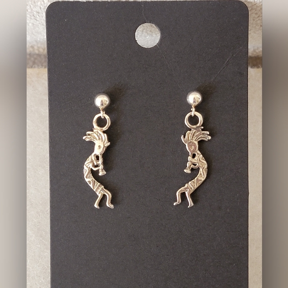 925 Sterling Silver Jewelry - Sterling Silver Kokopelli Dangle Earrings | Southwestern Boho Jewelry
